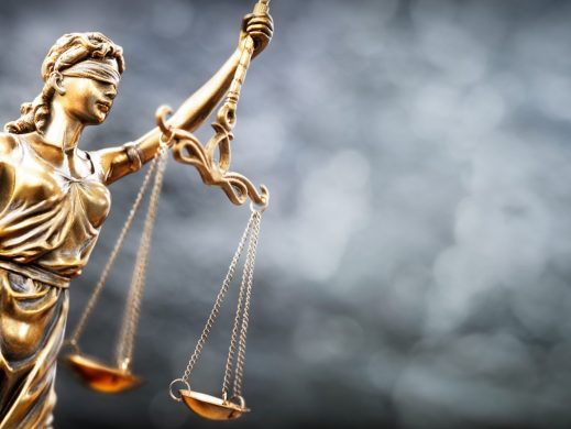 Legal and law concept statue of Lady Justice with scales of just